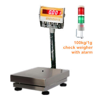 스테인리스 스틸 자동 중량 선별기 IN-CWS100-1 100kg 1g 정확도 RS485 100000 분할 플랫폼 300*400mm 및 LED 디스플레이 알람 램프 포함